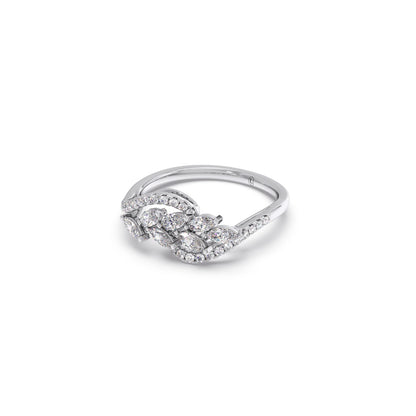 Marquise and Round Diamond Wave Ring