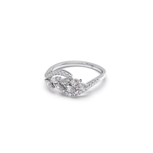 Marquise and Round Diamond Wave Ring