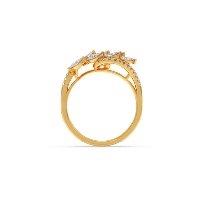 Marquise and Round Diamond Wave Ring