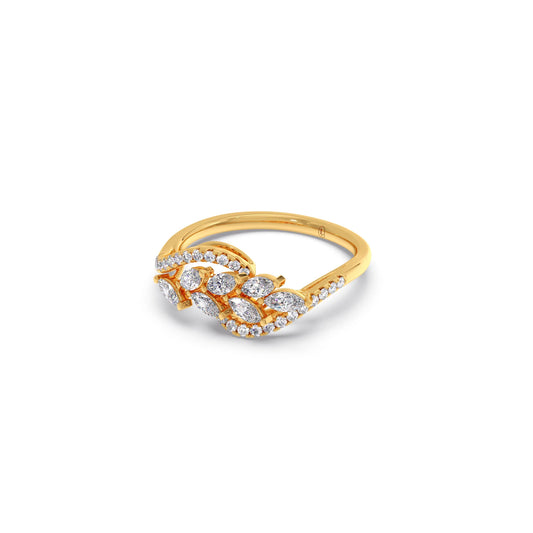 Marquise and Round Diamond Wave Ring