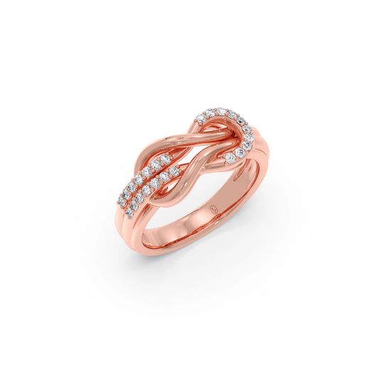 Round Diamond Sprig Gold Ring