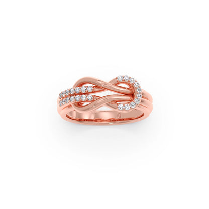 Round Diamond Sprig Gold Ring