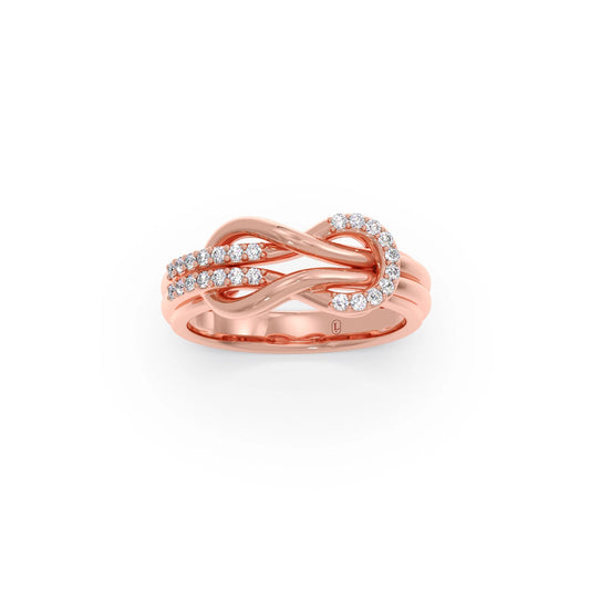 Round Diamond Sprig Gold Ring
