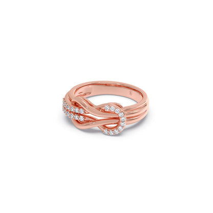 Round Diamond Sprig Gold Ring