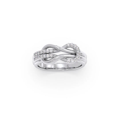 Round Diamond Sprig Gold Ring