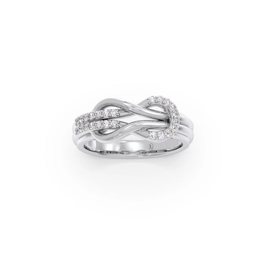 Round Diamond Sprig Gold Ring