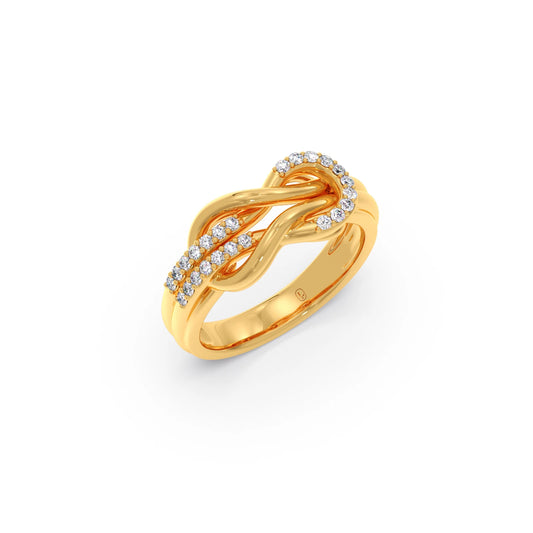 Round Diamond Sprig Gold Ring