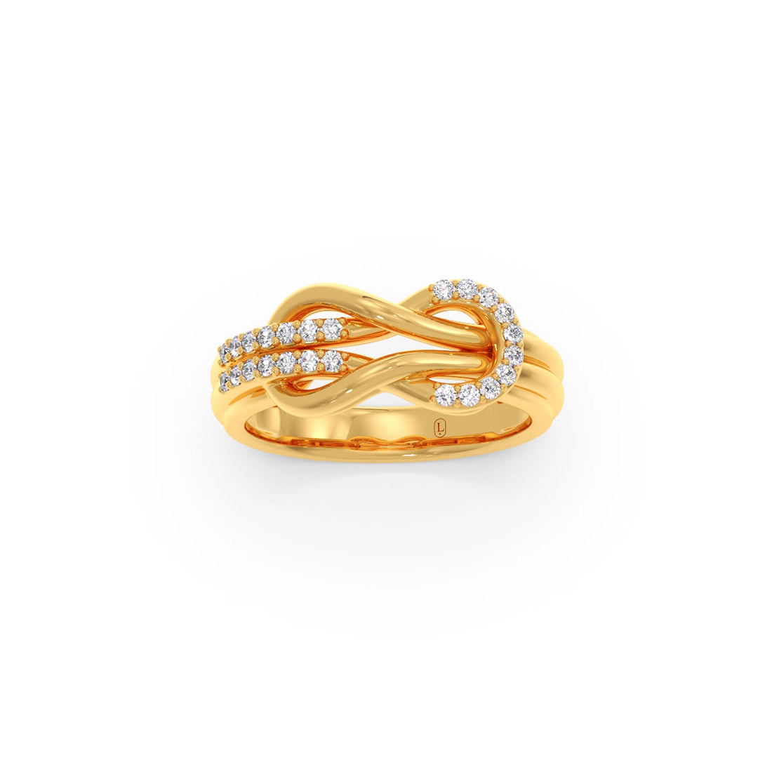 Round Diamond Sprig Gold Ring