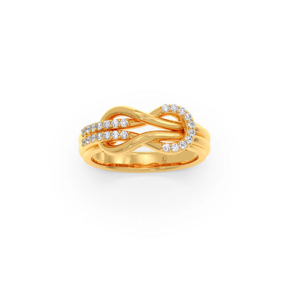 Round Diamond Sprig Gold Ring