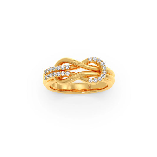 Round Diamond Sprig Gold Ring