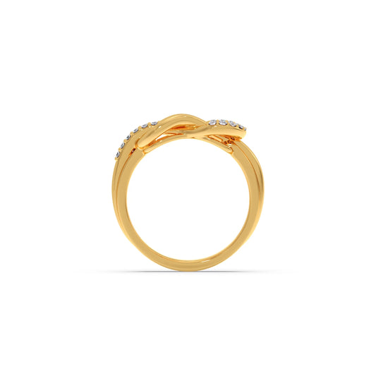 Round Diamond Sprig Gold Ring