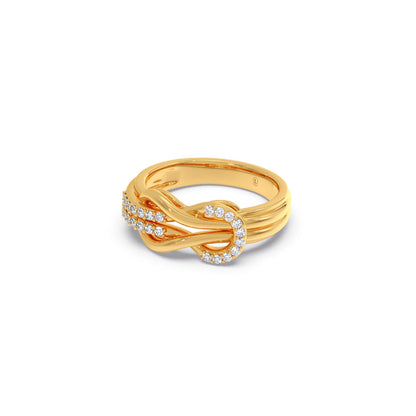 Round Diamond Sprig Gold Ring