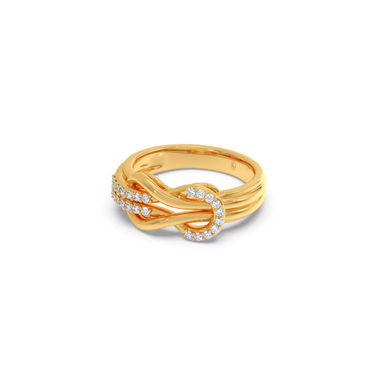 Round Diamond Sprig Gold Ring