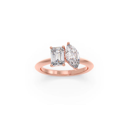 Marquise and Emerald Toi Moi Engagement Ring