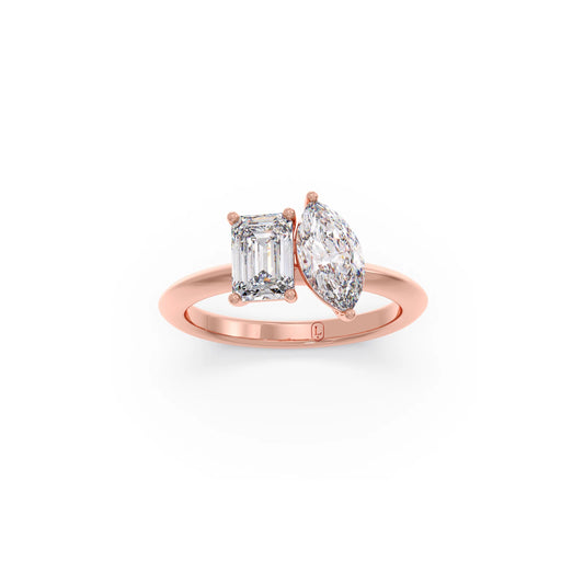 Marquise and Emerald Toi Moi Engagement Ring