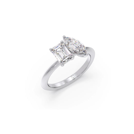 Marquise and Emerald Toi Moi Engagement Ring