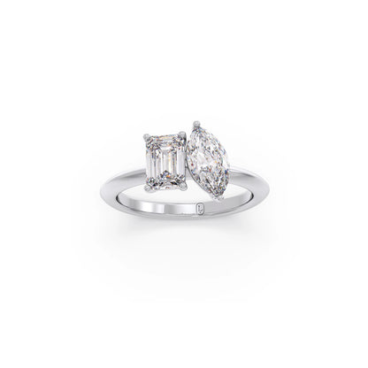 Marquise and Emerald Toi Moi Engagement Ring