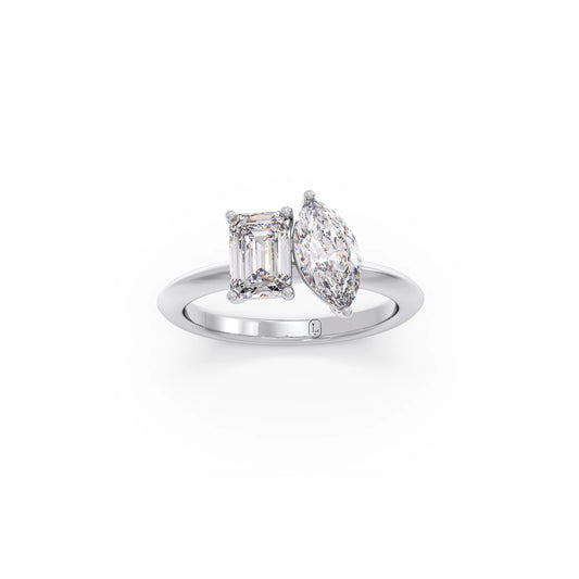 Marquise and Emerald Toi Moi Engagement Ring