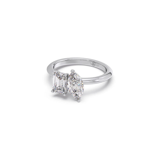 Marquise and Emerald Toi Moi Engagement Ring