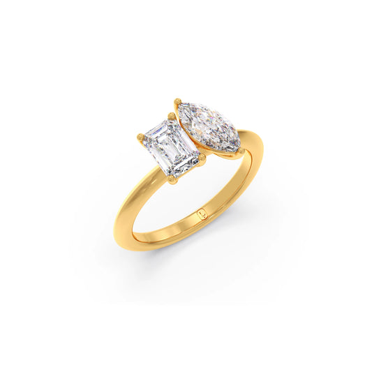 Marquise and Emerald Toi Moi Engagement Ring