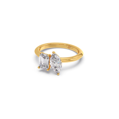 Marquise and Emerald Toi Moi Engagement Ring