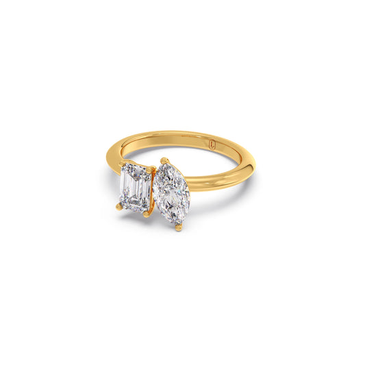 Marquise and Emerald Toi Moi Engagement Ring