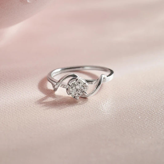 Round Solitaire Swirl Engagement Ring