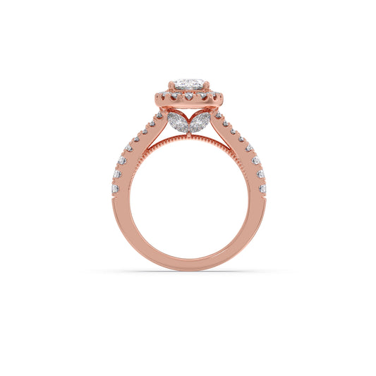 Oval Halo Split Shank Engagement Ring