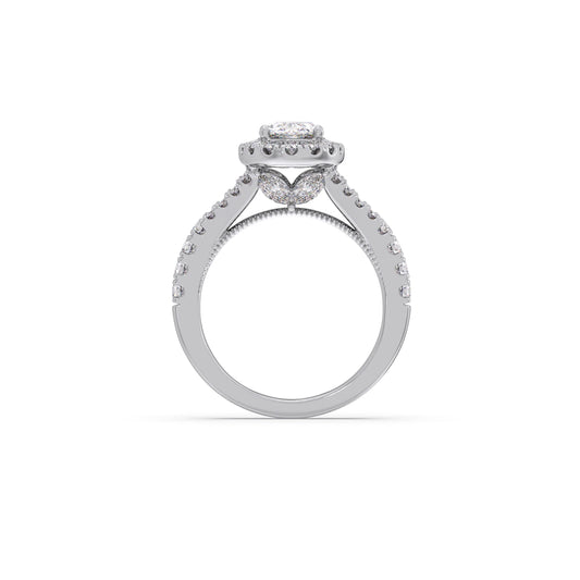 Oval Halo Split Shank Engagement Ring