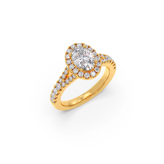 Oval Halo Split Shank Engagement Ring