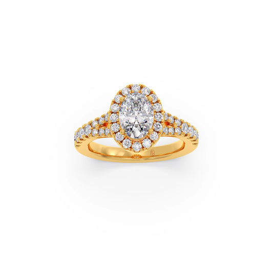 Oval Halo Split Shank Engagement Ring