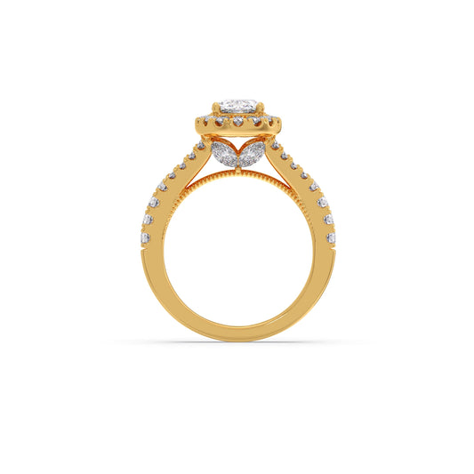 Oval Halo Split Shank Engagement Ring