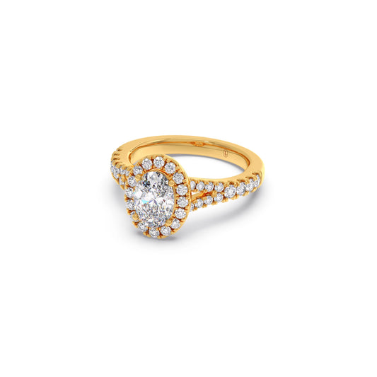 Oval Halo Split Shank Engagement Ring