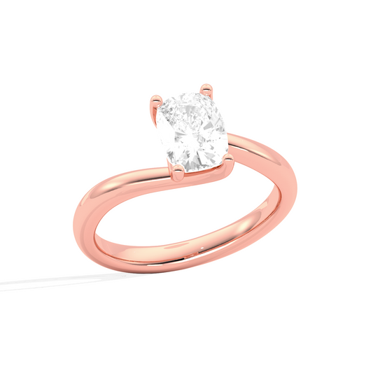 Cushion Cut Twist Solitaire Engagement Ring