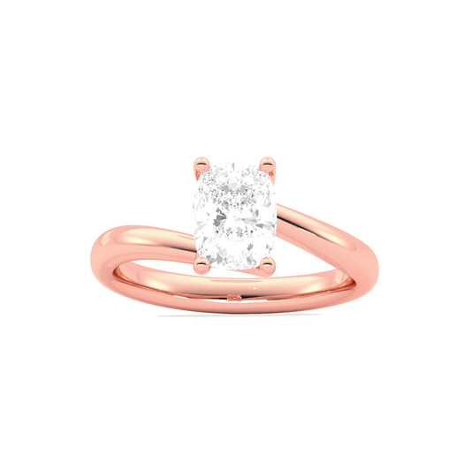 Cushion Cut Twist Solitaire Engagement Ring