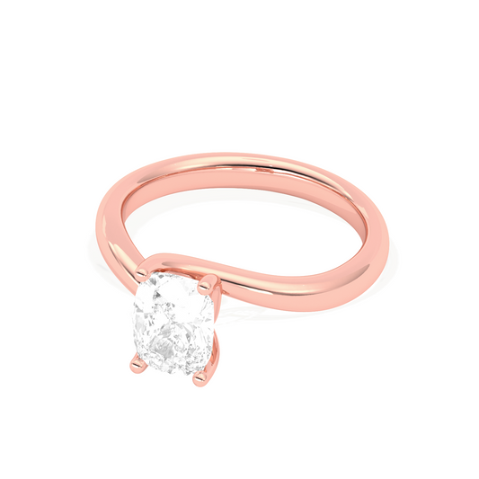 Cushion Cut Twist Solitaire Engagement Ring