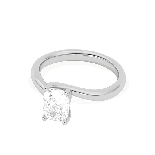 Cushion Cut Twist Solitaire Engagement Ring