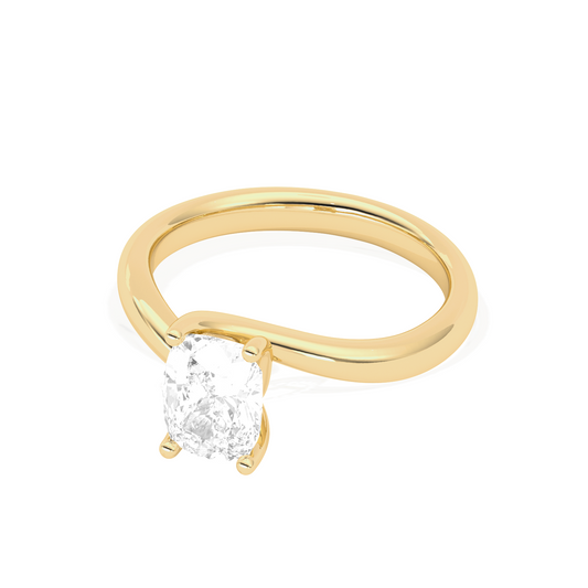 Cushion Cut Twist Solitaire Engagement Ring