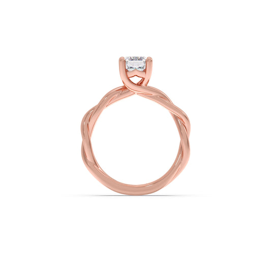 Emerald Cut Twisted Solitaire Engagement Ring