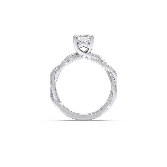Emerald Cut Twisted Solitaire Engagement Ring