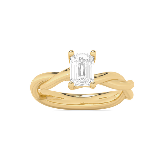 Emerald Cut Twisted Solitaire Engagement Ring