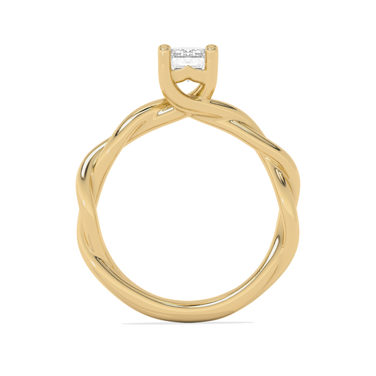 Emerald Cut Twisted Solitaire Engagement Ring