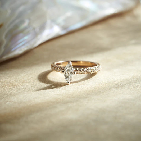 Marquise Solitaire Pave Engagement Ring
