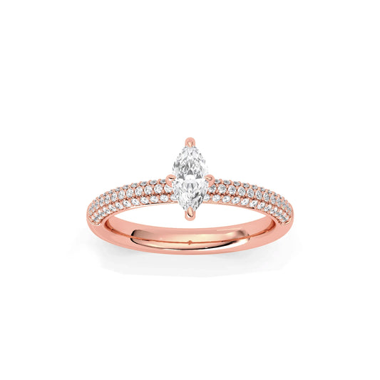 Marquise Solitaire Pave Engagement Ring