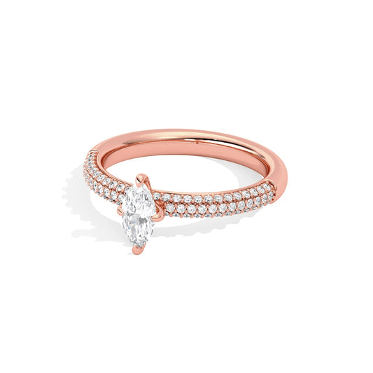 Marquise Solitaire Pave Engagement Ring