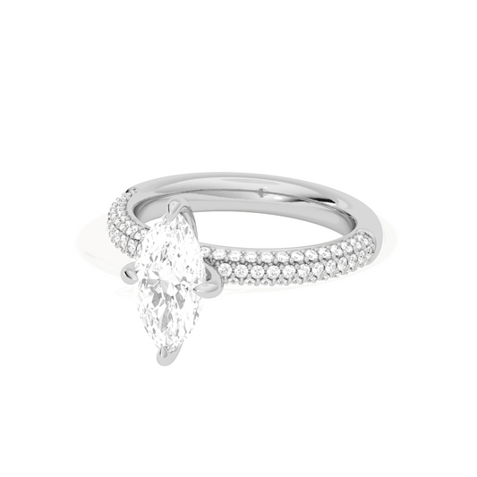 Marquise Solitaire Pave Engagement Ring