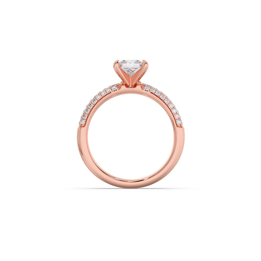 Princess Cut Pave Solitaire Engagement Ring
