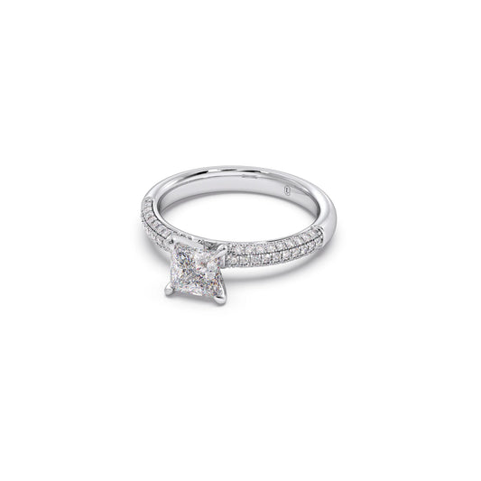 Princess Cut Pave Solitaire Engagement Ring