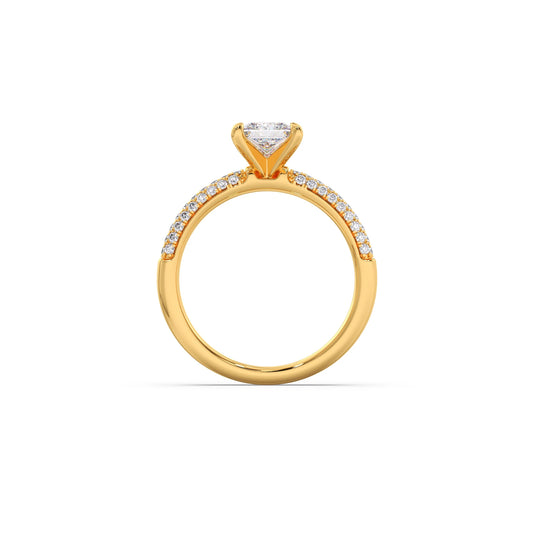 Princess Cut Pave Solitaire Engagement Ring