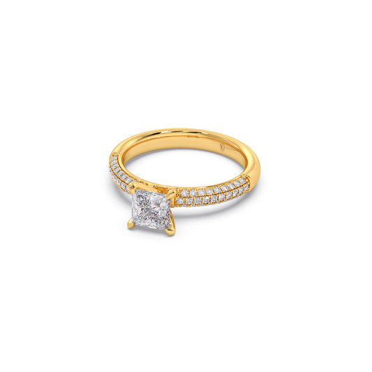 Princess Cut Pave Solitaire Engagement Ring